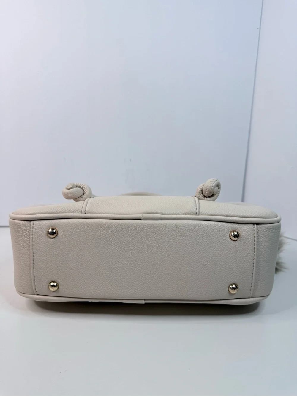 Warm Ivory Soft Satchel Handbag Convertible Crossbody + Optional Keychain